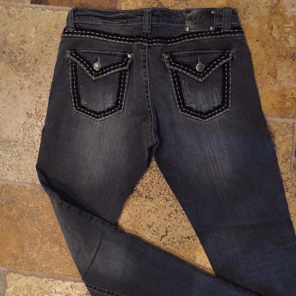 Red Rivet Vintage Medium rise jean grey/blk stitch